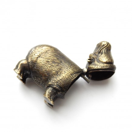 Photo of Novelty Brass Hippo Vesta Match Safe Snuff Box