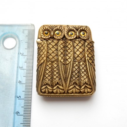 Photo of Novelty Brass Owl Vesta Match Safe Snuff Box