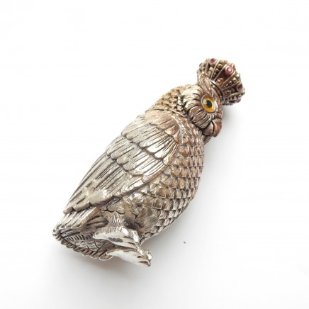 Photo of Novelty Continental Silver Ruby Owl Vesta Match Safe Figurine