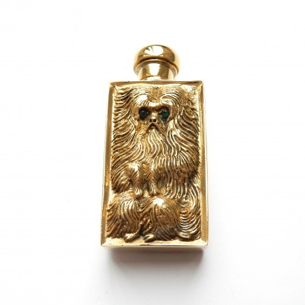 Photo of Novelty Goldplated Fluffy Dog Perfume Bottle Scent Bottle