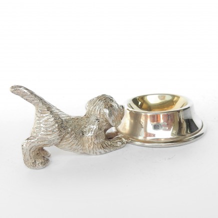 Photo of Novelty Silverplated Dog with Bowl Table Salt Cellar