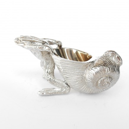 Photo of Novelty Silverplated Frog with Seashell Table Salt Cellar