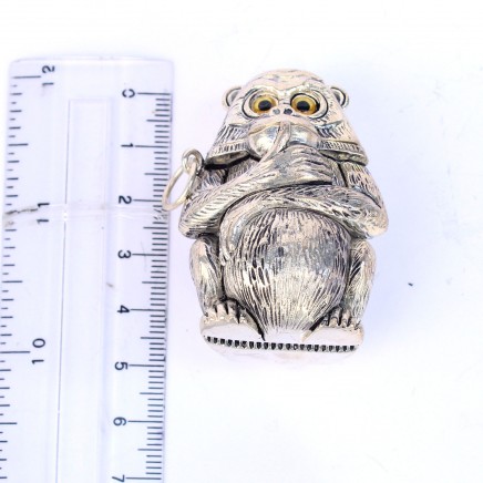 Photo of Novelty Silverplated Monkey Vesta Match Safe