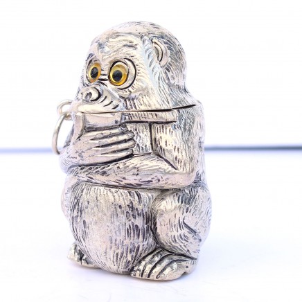Photo of Novelty Silverplated Monkey Vesta Match Safe