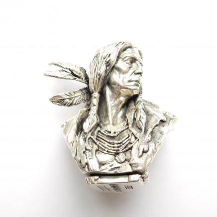 Photo of Novelty Silverplated Native American Vesta Match Safe Figurine