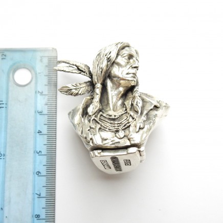 Photo of Novelty Silverplated Native American Vesta Match Safe Figurine