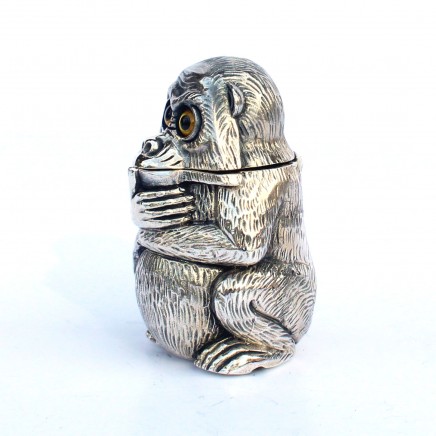 Photo of Novelty Sterling Silver Monkey Vesta Match Safe