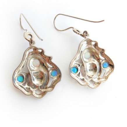Photo of Opal Art Nouveau Lady Earrings Solid Silver
