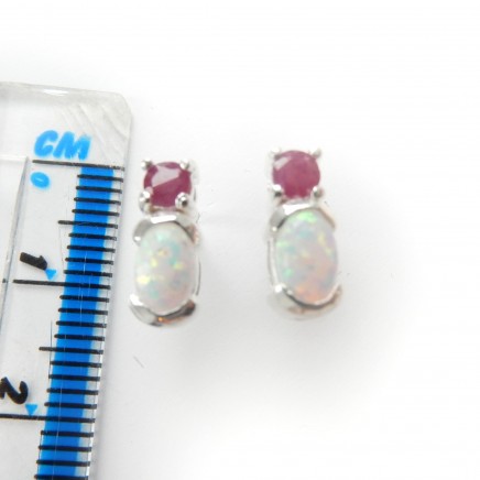Photo of Opal Ruby Earrings Sterling Silver Fine Jewelry