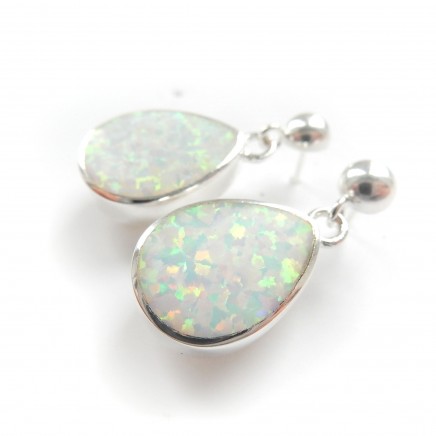 Photo of Opal Teardrop Earrings Sterling Silver Fine Jewelry