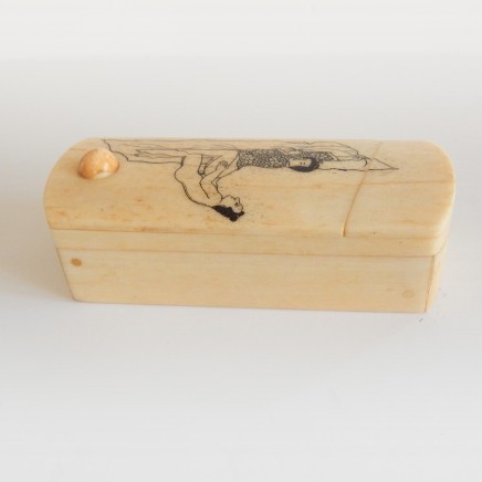 Photo of Oriental Asian Erotica Bone Scrimshaw Trinket Hand Carved