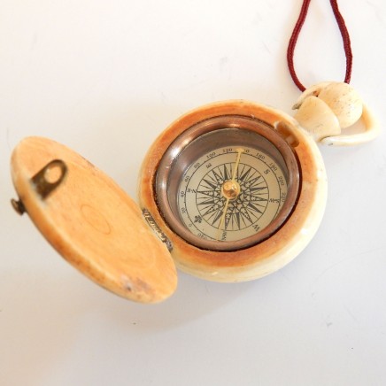 Photo of Oriental Bone Scrimshaw Compass Hand Carved