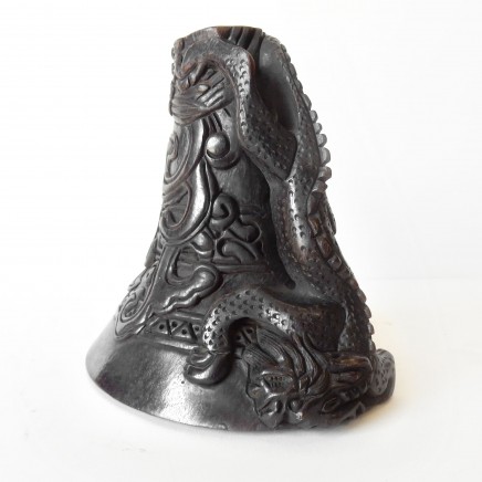 Photo of Oriental Chinese Ox Horn Cup Relief Carved Dragon