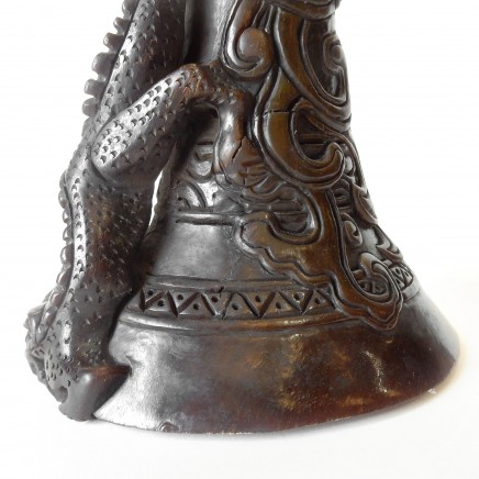 Photo of Oriental Chinese Ox Horn Cup Relief Carved Dragon