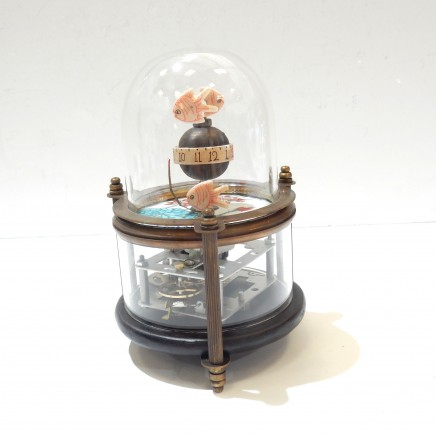 Photo of Oriental Mechanical Glass Fish Aquarium Clock with Painted Porcelain Panels