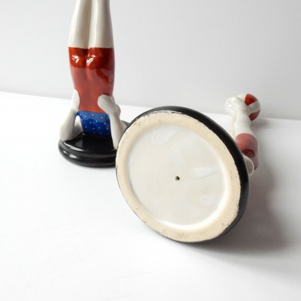 Photo of Pair Art Deco Porcelain Ceramic Bathing Lady Beach Ball Figurine Ornament