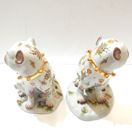 Photo of Pair Porcelain Staffordshire Dogs with Pup Ornament