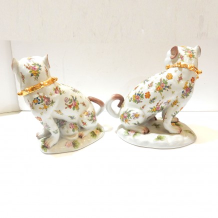 Photo of Pair Porcelain Staffordshire Dogs with Pup Ornament