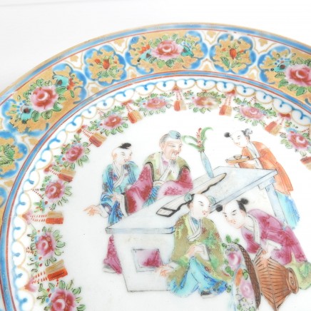 Photo of Pair Vintage Chinese Hand Painted Porcelain Ceramic Plates AF