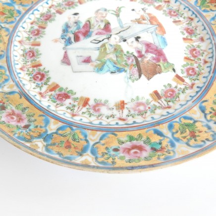 Photo of Pair Vintage Chinese Hand Painted Porcelain Ceramic Plates AF