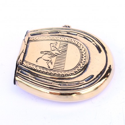 Photo of Polished Brass Horseshoe Vesta & wick holder Equine Horse Racing