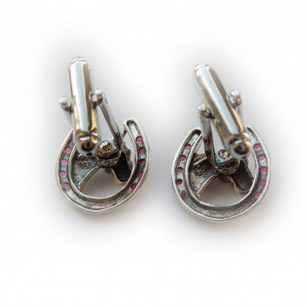 Photo of Ruby Lucky Horse Shoe Sterling Silver Cufflinks