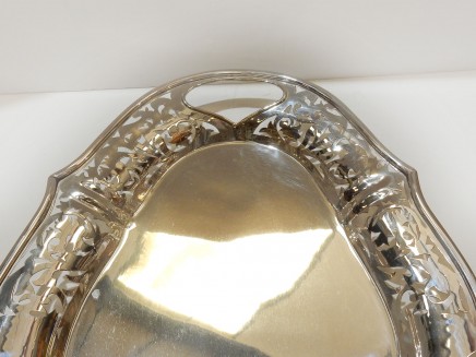 Photo of Sheffield Silverplate Pierced Butlers Tray Salver Gallery Tray