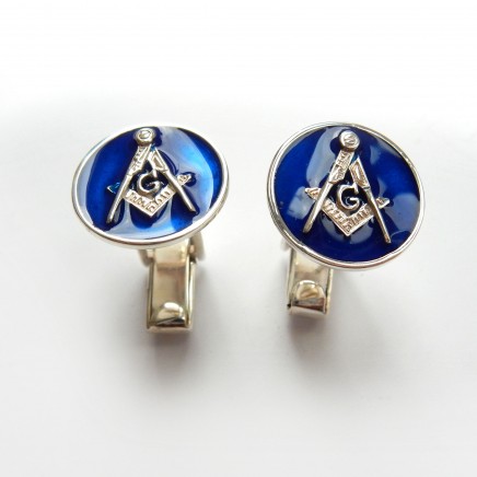 Photo of Silver Enamel Masonic Freemasons Cufflinks Sterling Silver