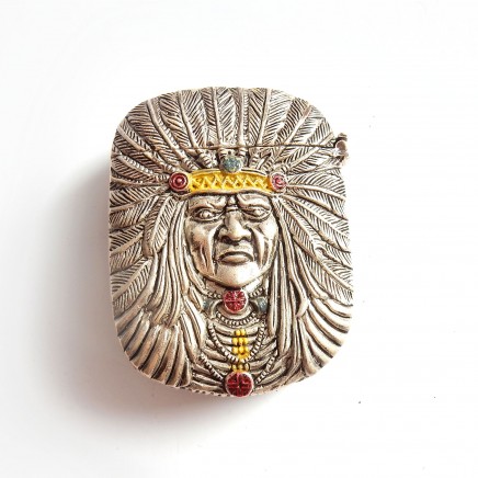 Photo of Silver Enamel Red Indian Chief Vesta