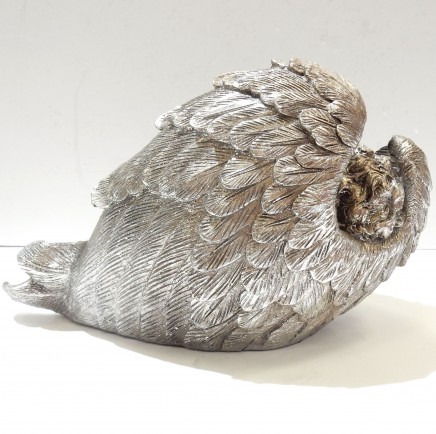 Photo of Silver Sleeping Cherub Angel Wings Figure Ornament