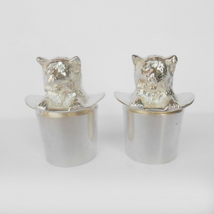 Photo of Silverplated Cat in Top Hat Salt and Pepper Pots