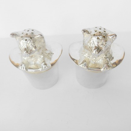 Photo of Silverplated Cat in Top Hat Salt and Pepper Pots