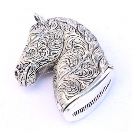 Photo of Silverplated Embossed Horse Bust Vesta Match Safe