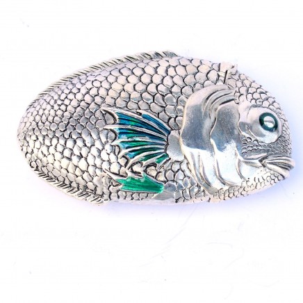 Photo of Silverplated Enamel Fish Vesta Match Safe