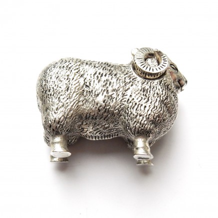 Photo of Silverplated Figural Ram Sheep Vesta Match Safe Snuff Box