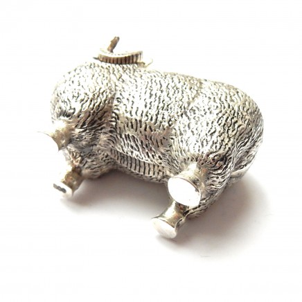 Photo of Silverplated Figural Ram Sheep Vesta Match Safe Snuff Box