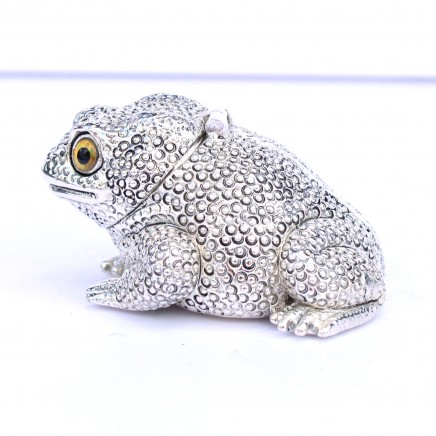 Photo of Silverplated Toad Snuff Container Vesta Match Safe