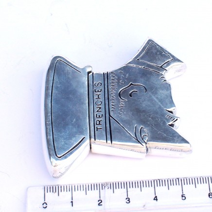 Photo of Silverplated WW1 Soldier YPRES 1915 Trench Art Man Vesta Case Match Safe