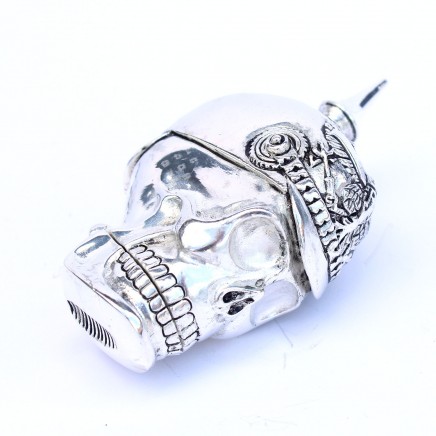 Photo of Silverplated Warrior Skull Vesta Match Safe Snuff Container