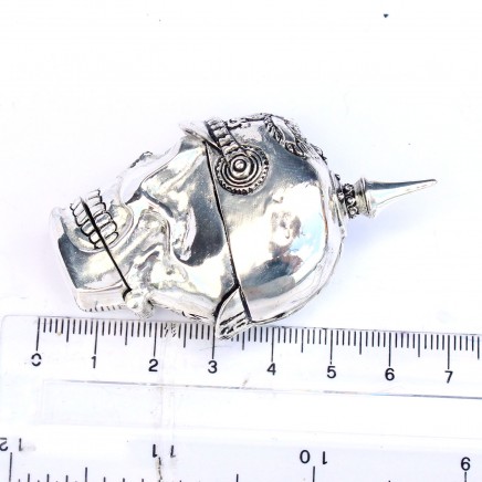 Photo of Silverplated Warrior Skull Vesta Match Safe Snuff Container