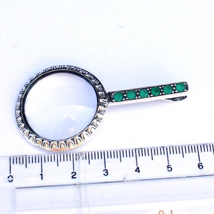 Photo of Solid Silver Emerald Magnifying Optical Loupe Glass Pendant