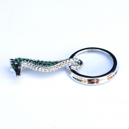 Photo of Solid Silver Emerald Seahorse Magnifying Optical Loupe Glass Pendant