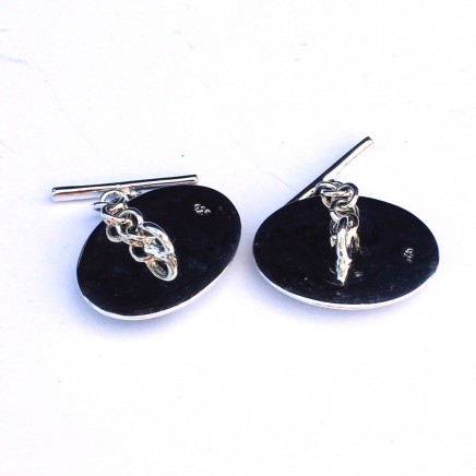 Photo of Solid Silver Enamel Nautical Ship Cufflinks