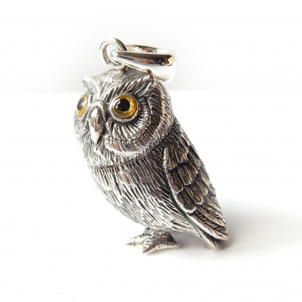 Photo of Solid Silver Owl Pendant Charm