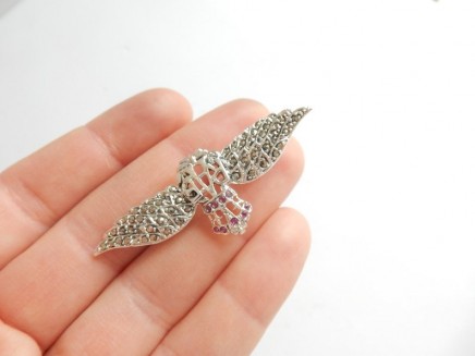 Photo of Solid Silver RAF Sweetheart Ruby Brooch