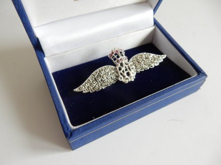 Photo of Solid Silver RAF Sweetheart Ruby Brooch