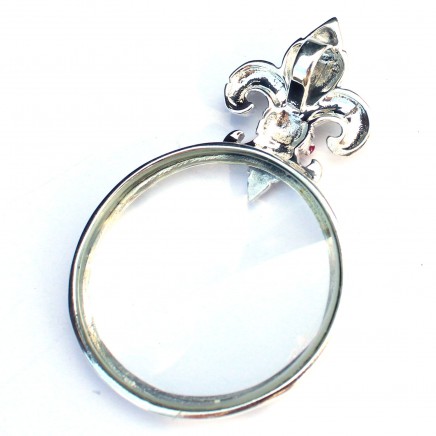 Photo of Solid Silver Ruby Fleur di Lis Optical Loupe Glass Pendant