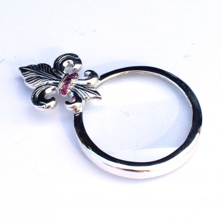 Photo of Solid Silver Ruby Fleur di Lis Optical Loupe Glass Pendant