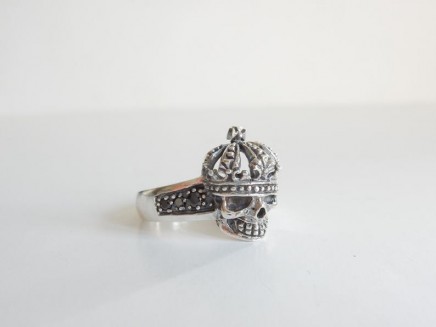 Photo of Solid Silver Skull Crown Ring