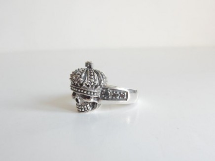 Photo of Solid Silver Skull Crown Ring